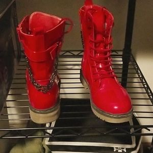 Women's Red Patent Leather Boots